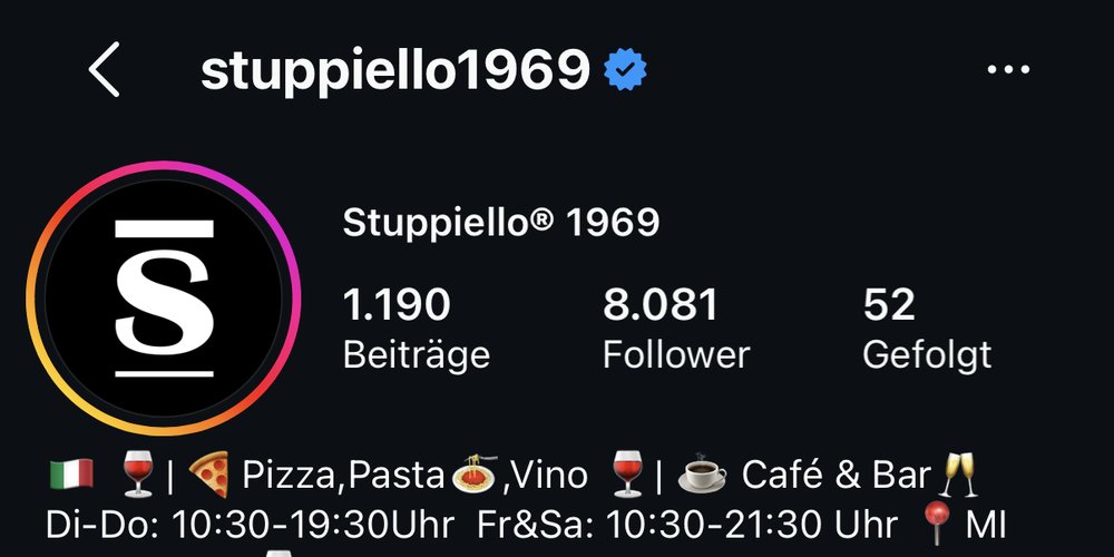 Instagram-Profil stuppiello1969: 8.081 Follower, verifiziert